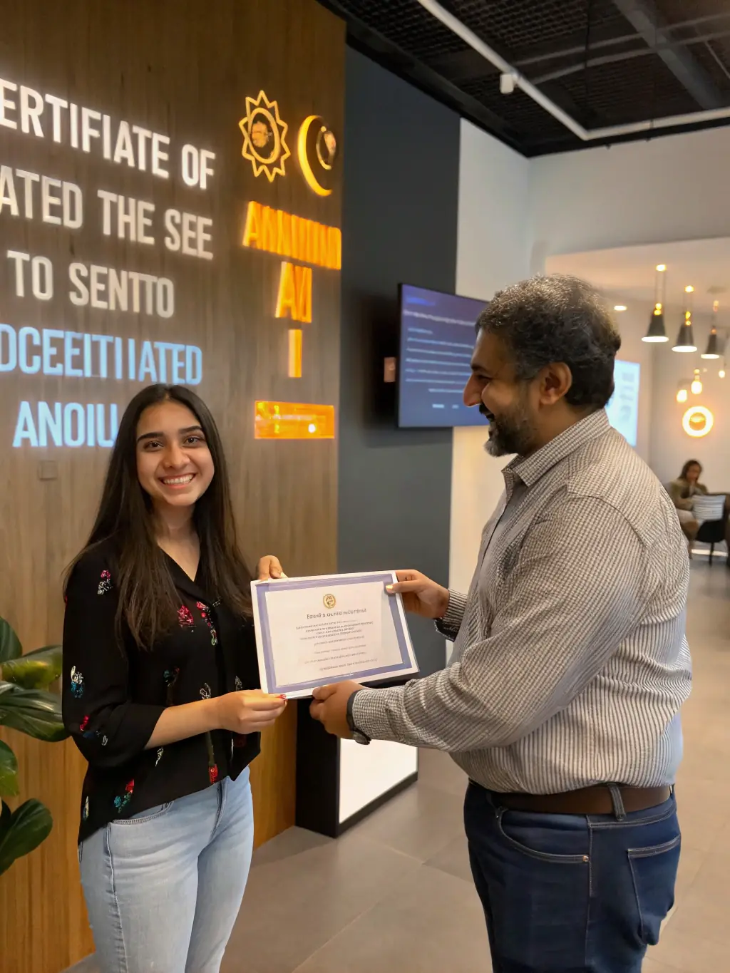 A student proudly displaying a certificate of completion for a digitaluk.site course, symbolizing their achievement and readiness for the UK digital job market.
